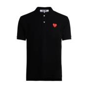 Zwarte Polo Shirt met Rode Hart Comme des Garçons Play , Black , Heren