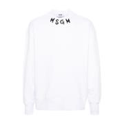 Logo Kraag Sweater Msgm , White , Heren