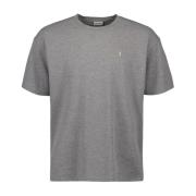 Geborduurd Logo Katoenen T-shirt Saint Laurent , Gray , Heren