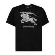 Equestrian Knight Design Geborduurd T-shirt Burberry , Black , Heren