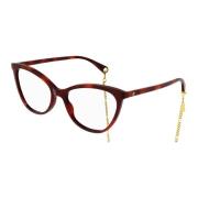 Havana Gold Chain Brillenmontuur Gucci , Brown , Unisex