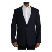 Donkerblauwe Wollen Blazer Dolce & Gabbana , Blue , Heren