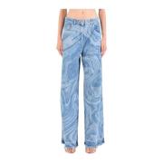 Wijde Pijp Denim Jeans met Laserprint en Strass Detail Patrizia Pepe ,...