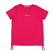 Geranium Pink Dames T-shirt met Ruches Hinnominate , Red , Dames