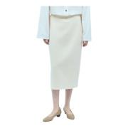 Cashmere Midi Rok Hoge Taille The Row , Beige , Dames