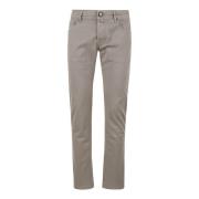 Slim Dove Grey Gabardine Broek Jacob Cohën , Gray , Heren