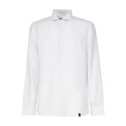 Witte Polo Shirt Katoen Linnen Mix Fay , White , Heren