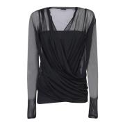 Gedrapeerde Top van Knitwear met V-hals Givenchy , Black , Dames