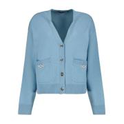 Wollen V-hals Cardigan Versace , Blue , Dames