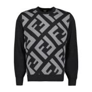 FF Print Wollen Sweatshirt Fendi , Gray , Heren