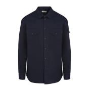 Tape Detail Cotton Shirt Alexander McQueen , Blue , Heren