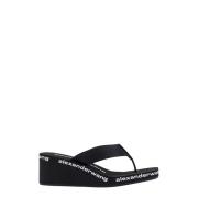 Zwarte Sandalen met Logo en Vierkante Neus Alexander Wang , Black , Da...