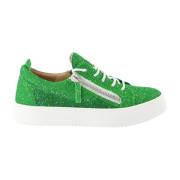 Groene Glitter Leren High-Top Sneakers Giuseppe Zanotti , Green , Dame...
