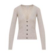 Lurex Silk Cardigan Brunello Cucinelli , Beige , Dames