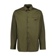 Logo Shirt Klassiek Lange Mouw Prada , Green , Heren