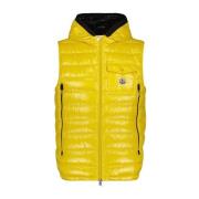 Gewatteerde Mouwloze Hoodie Vest Moncler , Yellow , Heren