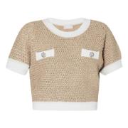 Cropped Lurex Sweater Sand Liu Jo , Beige , Dames