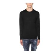 Wollen Crewneck Trui Paolo Pecora , Black , Heren