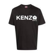 Katoen Logo Patch T-Shirt Kenzo , Black , Heren