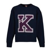 Varsity Sweatshirt Oversize Logo Borduurwerk Kenzo , Blue , Heren