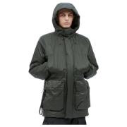 Gewatteerde parka met capuchon en logo-patch Rains , Green , Heren