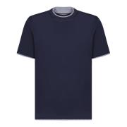 Blauw Katoenen T-shirt Ronde Hals Korte Mouwen Brunello Cucinelli , Bl...