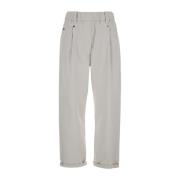 Witte elastische riem broek Brunello Cucinelli , White , Dames