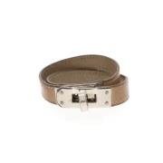 Pre-owned Leather bracelets Hermès Vintage , Gray , Dames