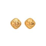 Pre-owned Metal earrings Chanel Vintage , Yellow , Dames