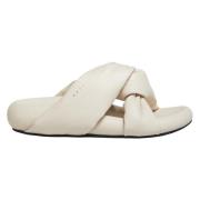 Ivory twisted leather bubble sandal Marni , Beige , Dames