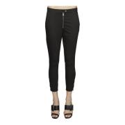 Stretch Katoen Satijnen Broek Dondup , Black , Dames