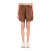 Linnen Elastische Taille Shorts Hinnominate , Brown , Dames