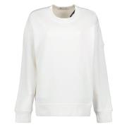 Metallic Logo Sweatshirt Moncler , White , Dames