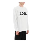 Logo Crew-neck Sweatshirt van Biologisch Katoen Boss , White , Heren