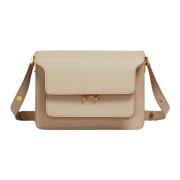 Saffiano lederen medium koffer tas Marni , Beige , Dames