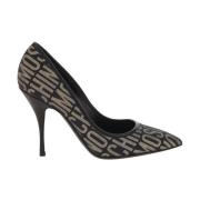 Zwart en Goud Logo Lurex Pump Moschino , Multicolor , Dames