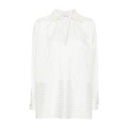 Witte Gestreepte Blouse Franse Manchetten Max Mara , White , Dames