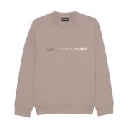 Dove Grey Logo Katoenen Sweatshirt Emporio Armani , Beige , Heren