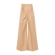 Beige Wide Leg Trousers Camel Max Mara , Brown , Dames