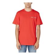 Rode Katoenen T-shirt Mannen Herfst/Winter Tommy Jeans , Red , Heren