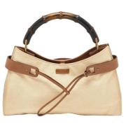 Pre-owned Leather handbags Gucci Vintage , Beige , Dames