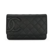 Pre-owned Leather wallets Chanel Vintage , Black , Dames