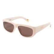 Beige Rechthoekige Frame Zonnebril Jacquemus , Beige , Dames