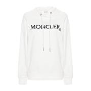 Witte Logo Katoenen Hoodie Sweater Moncler , White , Dames