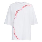 katoenen t-shirt met golvend logo Marni , White , Dames
