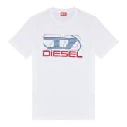 T-shirt with Oval D 78 print Diesel , White , Heren