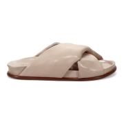 Beige Leren Sandalen Lorenzo Masiero , Beige , Dames