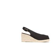 Zwarte katoenen open teen sleehak espadrille Castañer , Black , Dames