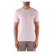 Katoenen T-shirt met Voorlogo Patch Boss , Pink , Heren