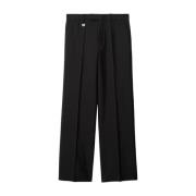 Zwarte Wol-Zijde Broek Burberry , Black , Heren